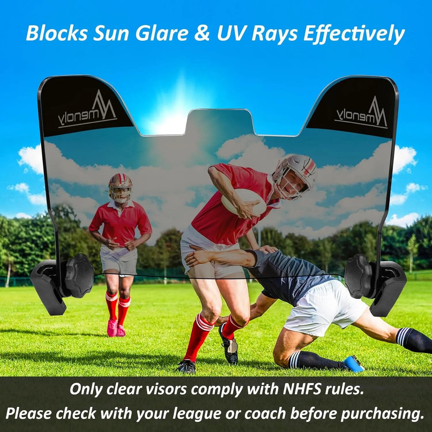 MENOLY Football Visor, Youth Football Helmet Visor, Scratch Resistant, UV Block, Facial Protection Visor for Football Helmet