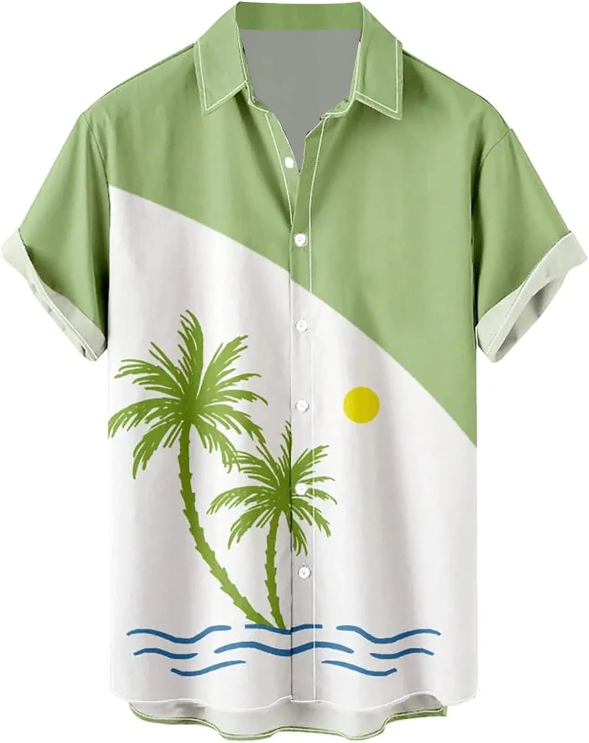 Men's Hawaiian Shirts Short Sleeve Button Down Palm Tree Printed Summer Beach Shirts Vintage 60s 70s Bowling Shirts
