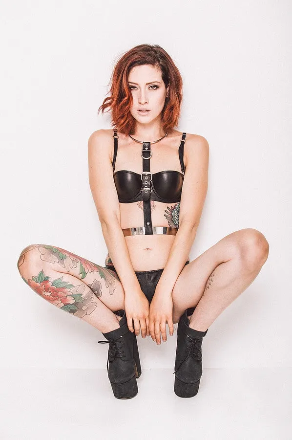 Metal and Leather Body Harness