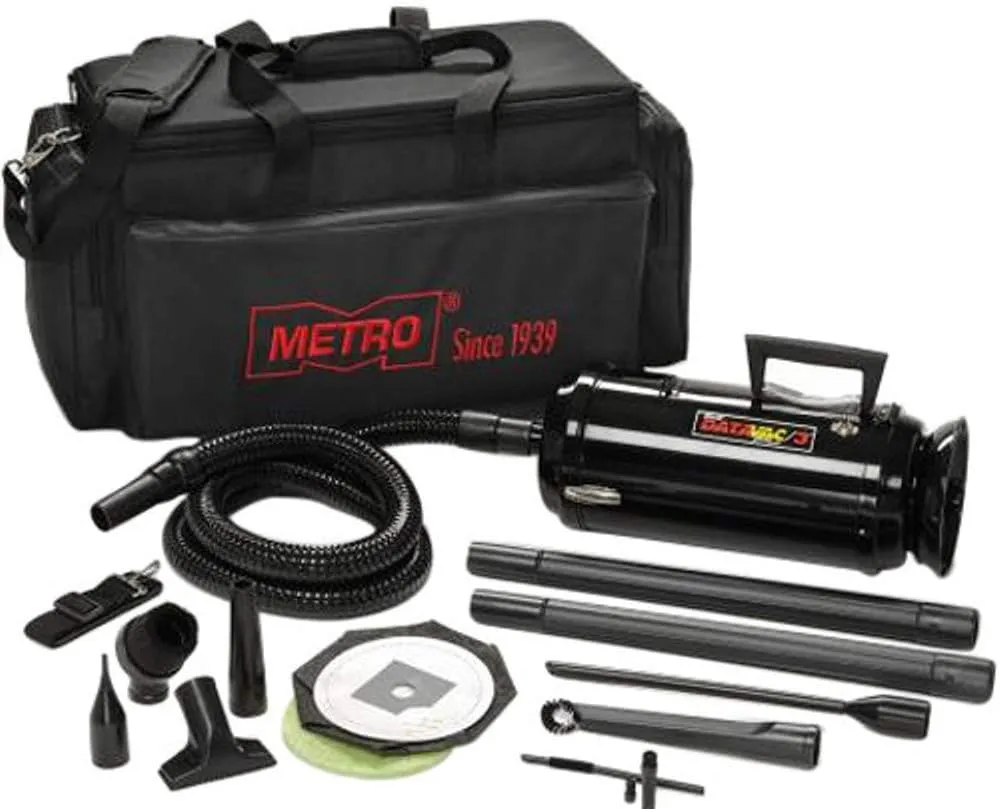 MetroVac 117-122951 Model MDV-2TCA DataVac Pro Series Single Speed Toner Vac & Micro Cleaning Tools With Carry Case, 1.7 Horse Power Motor, 780 Watts, 85 CFM Airflow, Sturdy All Steel Construction