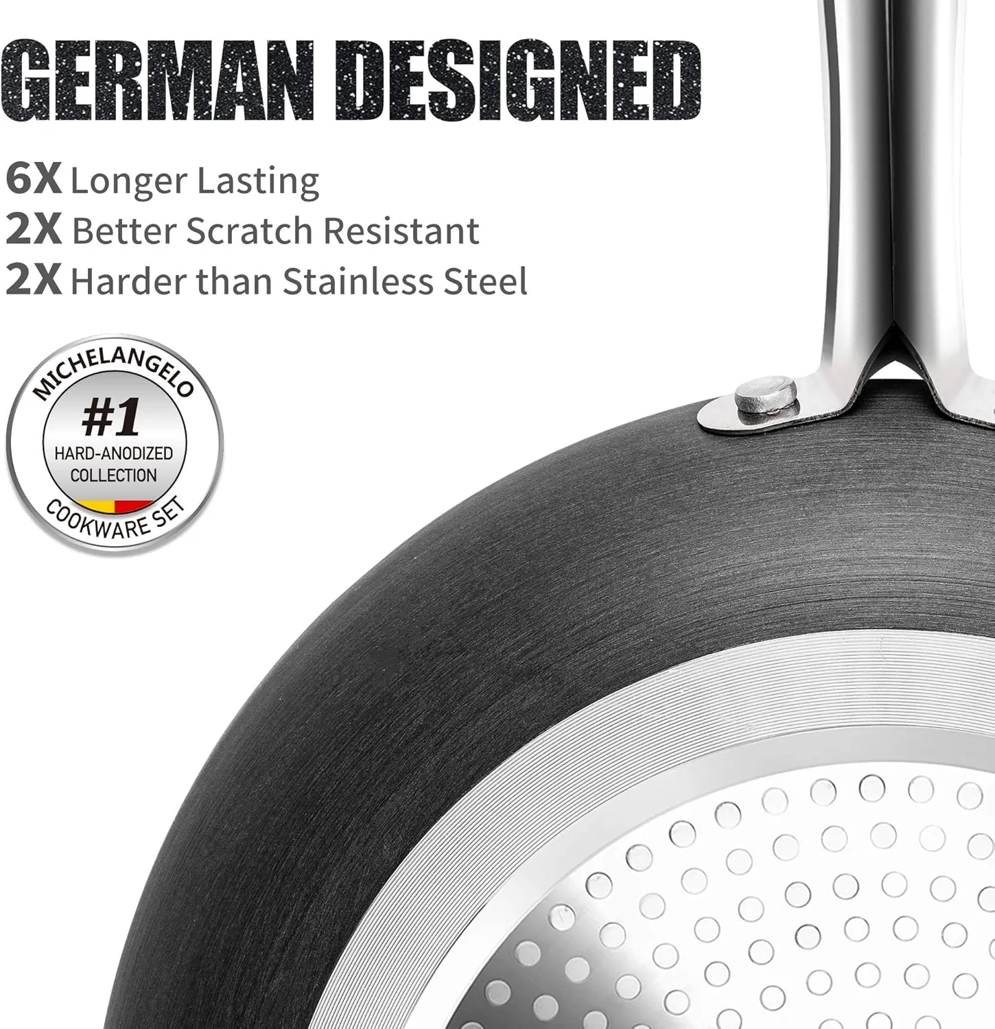 MICHELANGELO 10 Inch Frying Pan with Lid, Hard Anodized Frying Pan Non Stick, Granite Frying Pans Nonstick with Lids, 10 Inch Induction Skillet Nonstick Fry Pan