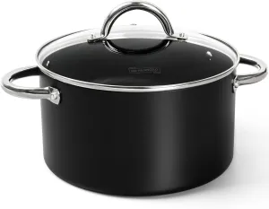 MICHELANGELO Stock Pot with Lid, Nonstick Cooking Pot, 6 Quart Soup Pot with Lid, Non Stick Pots with Stainless Steel Handle, Induction Compatible, Black