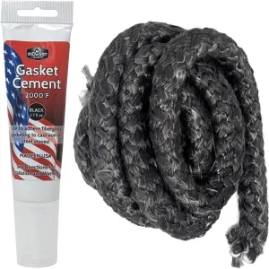 Midwest Hearth Wood Stove Replacement Gasket Kit for Woodburning Stoves - Graphite Impregnated Fiberglass Gaskets and Adhesive (7/8" x 84" Rope)