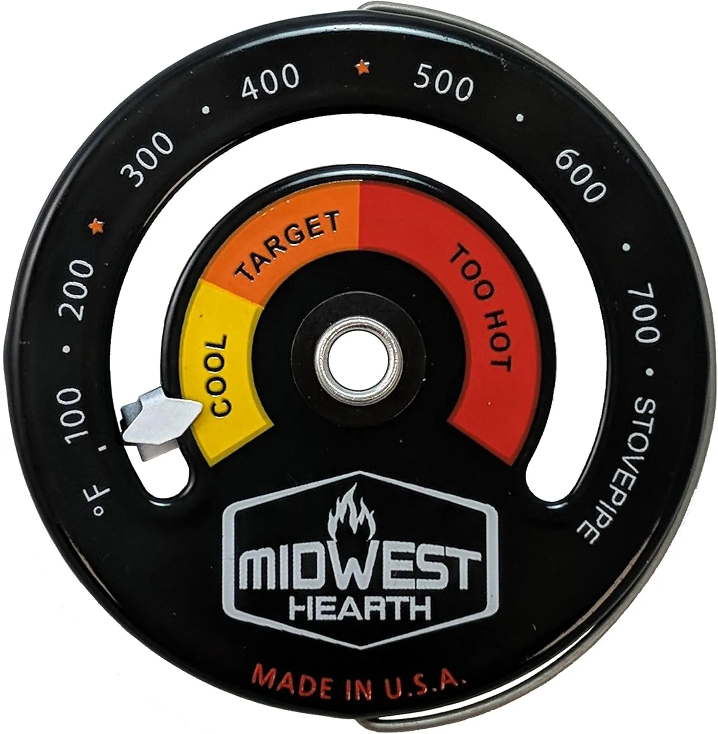 Midwest Hearth Wood Stove Thermometer - Magnetic Chimney Pipe Meter (Made in USA)