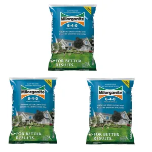 Milorganite All-Purpose Eco-Friendly Slow-Release Nitrogen 6-4-0 Fertilizer, 32 Pound Bag (Pack of 3) - for Lawns, Flowers, Gardens