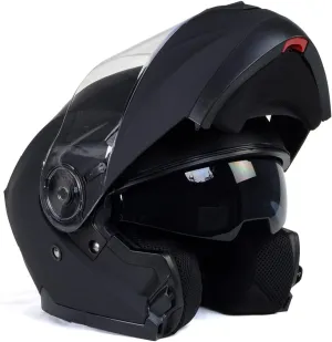 Milwaukee Helmets Breeze Flat Black Advanced Motorcycle Modular Helmet w/Drop Down Visor DOT Approved MPH9814DOT - Medium