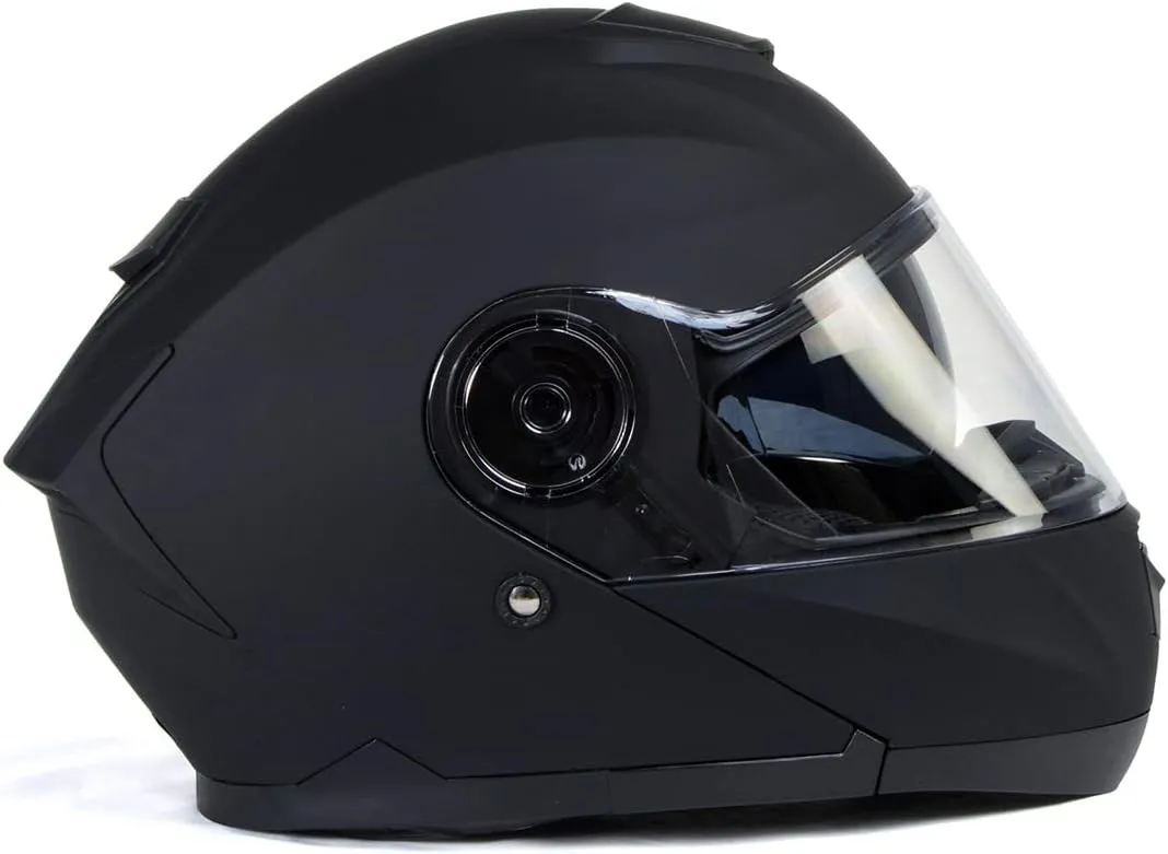 Milwaukee Helmets Breeze Flat Black Advanced Motorcycle Modular Helmet w/Drop Down Visor DOT Approved MPH9814DOT - Medium