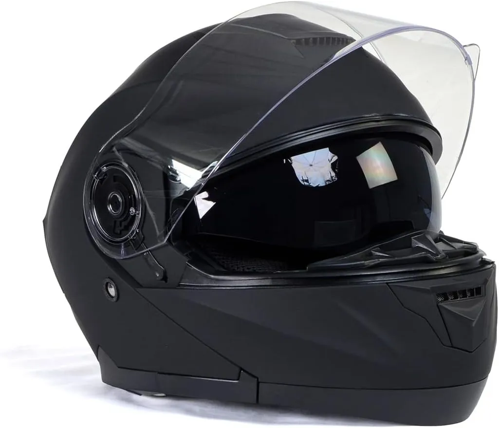 Milwaukee Helmets Breeze Flat Black Advanced Motorcycle Modular Helmet w/Drop Down Visor DOT Approved MPH9814DOT - Medium