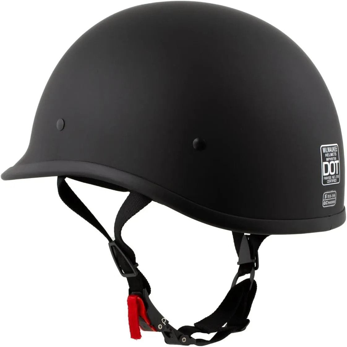 Milwaukee Helmets Polo Style Matte Black Motorcycle Half Face Helmet DOT Approved MPH9750DOT - Large