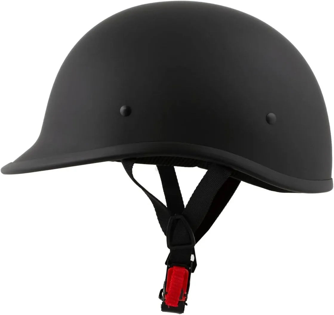 Milwaukee Helmets Polo Style Matte Black Motorcycle Half Face Helmet DOT Approved MPH9750DOT - Large
