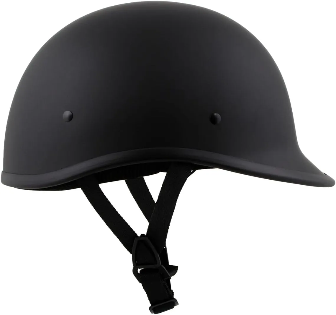 Milwaukee Helmets Polo Style Matte Black Motorcycle Half Face Helmet DOT Approved MPH9750DOT - Large
