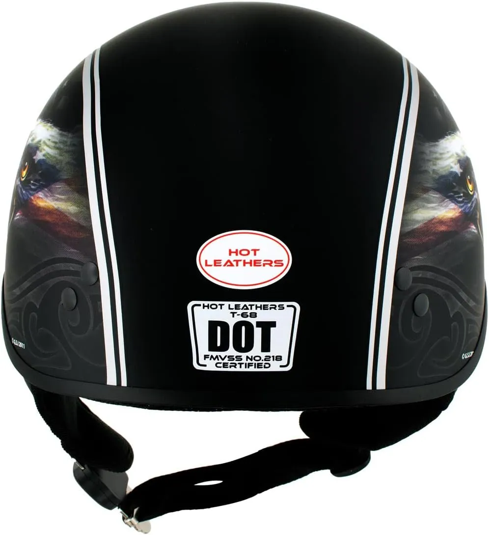 Milwaukee Leather Hot Leathers HLD1023 'V-Twin Eagle' Flat Black Motorcycle DOT Skull Cap Half Helmet for Men and Women Biker - Large