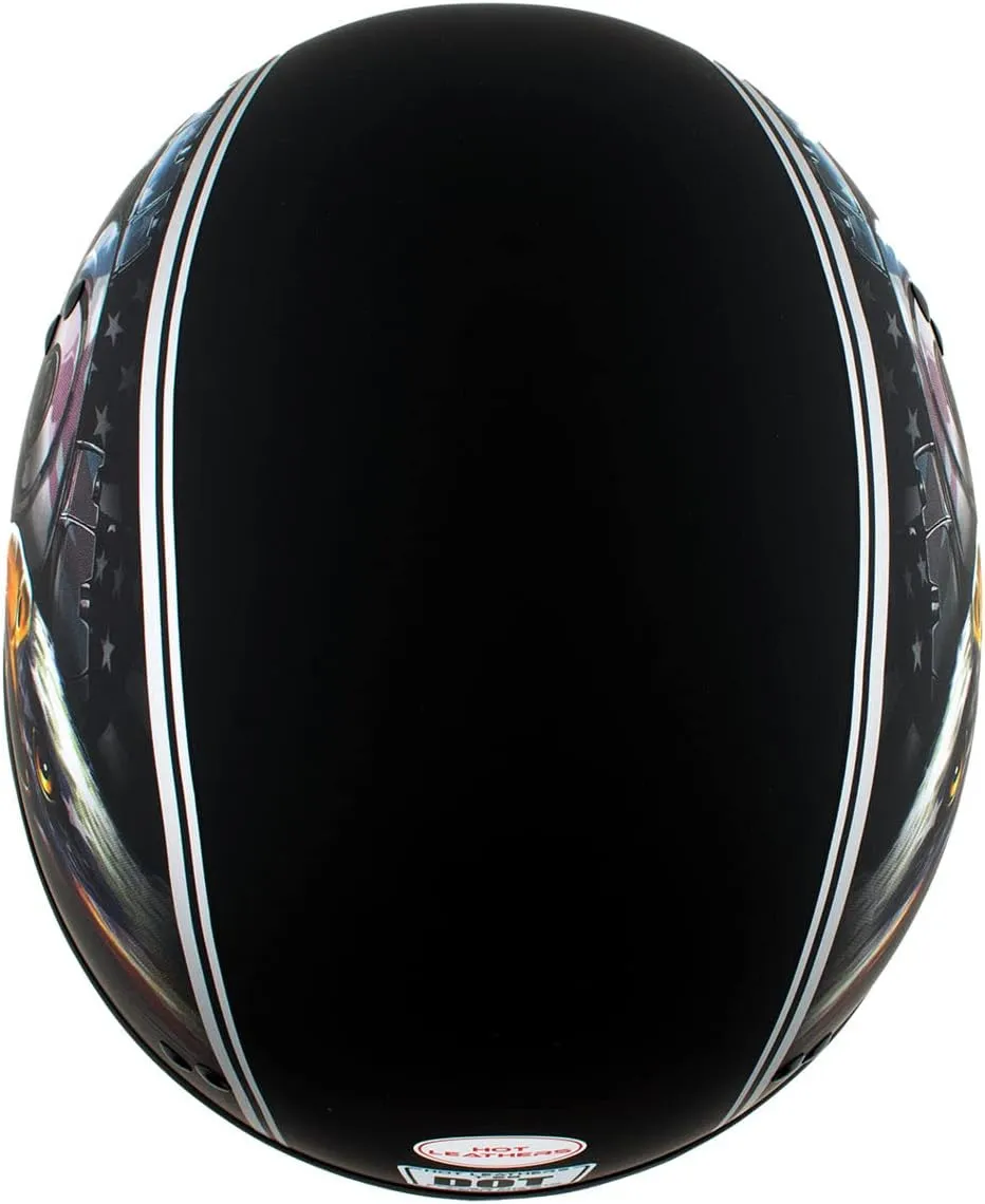 Milwaukee Leather Hot Leathers HLD1023 'V-Twin Eagle' Flat Black Motorcycle DOT Skull Cap Half Helmet for Men and Women Biker - Large