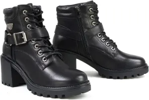 Milwaukee Leather MBL9316 Women's Black Leather Lace-Up Motorcycle Biker Riding Boot with Harness Ring - 6
