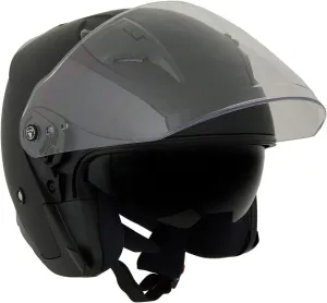 Milwaukee Performance Helmets MPH9805DOT Shift Open Face 3/4 Matte Black Helmet Biker w/Drop Down Visor - X-Large