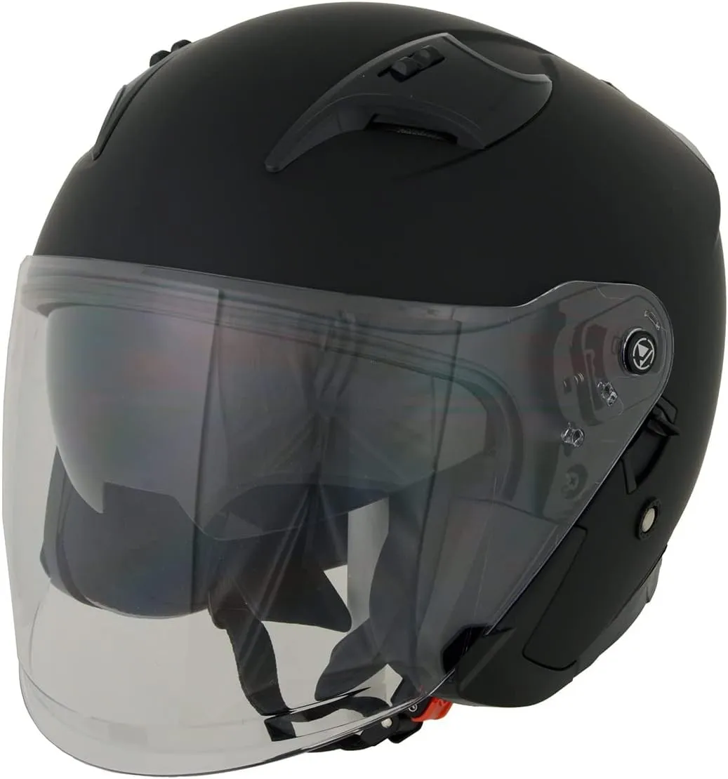 Milwaukee Performance Helmets MPH9805DOT Shift Open Face 3/4 Matte Black Helmet Biker w/Drop Down Visor - X-Large