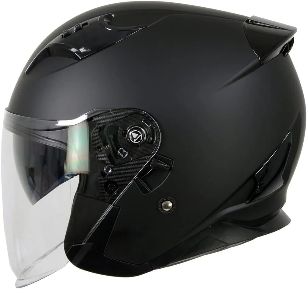 Milwaukee Performance Helmets MPH9805DOT Shift Open Face 3/4 Matte Black Helmet Biker w/Drop Down Visor - X-Large