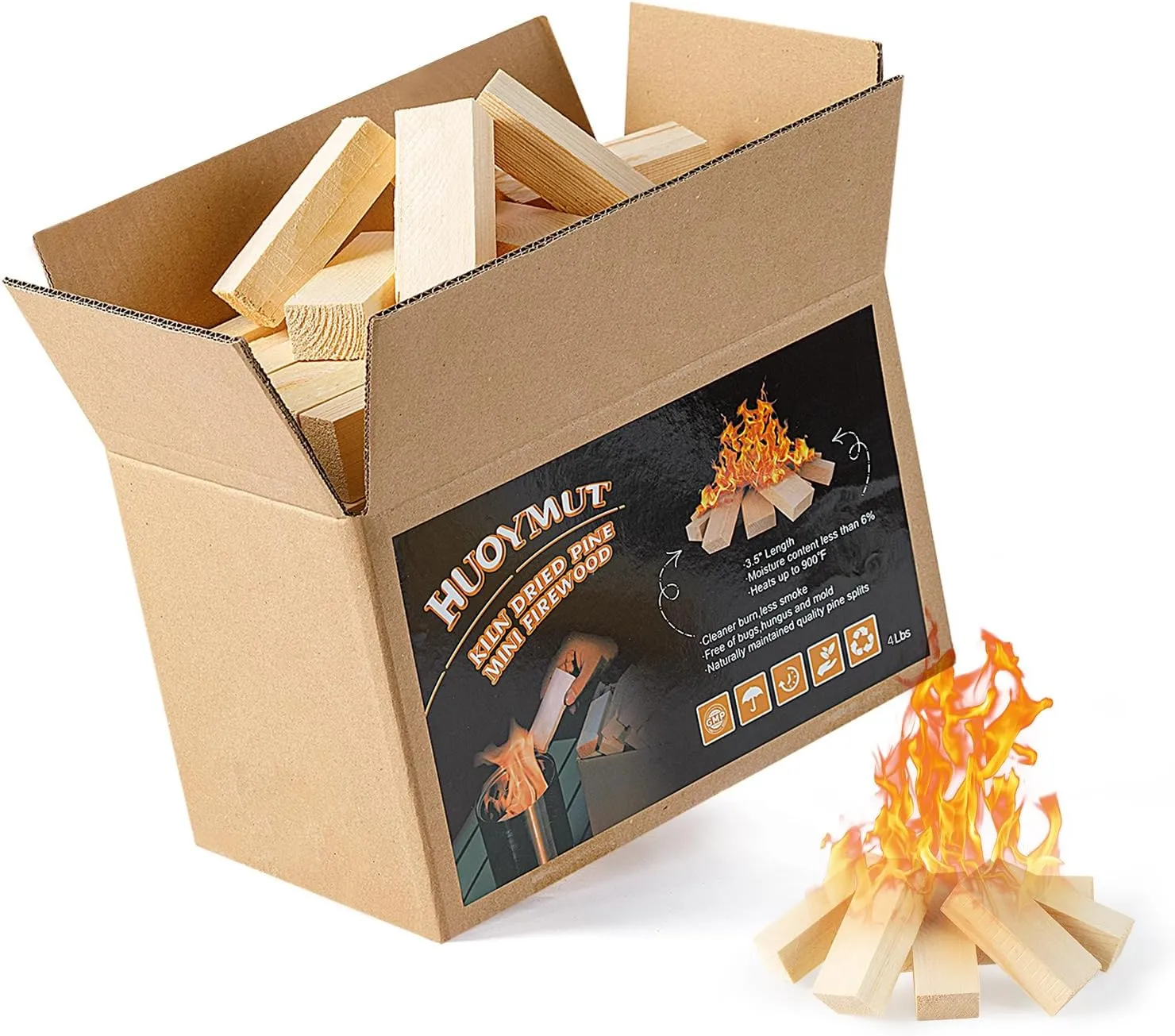 Mini Fire Stick Wood with 10pcs Fire Color Changing Packets,3.5" Lengths Kiln Dried Pine Small Firewood&Magic Fire Colorful Flames Pack Great for Tabletop Fire Pits,Camping Essentials,8.5Lbs