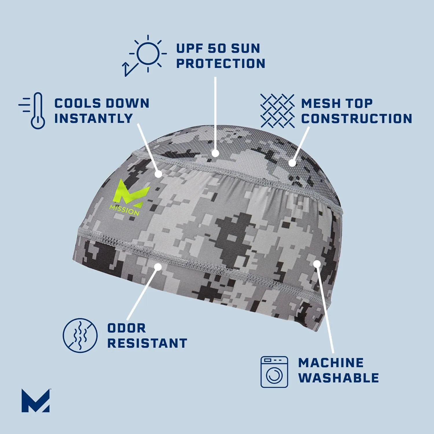 MISSION Cooling Helmet Liner - Lightweight & Breathable - Cools Up to 2 Hours - UPF 50 Sun Protection - Machine Washable