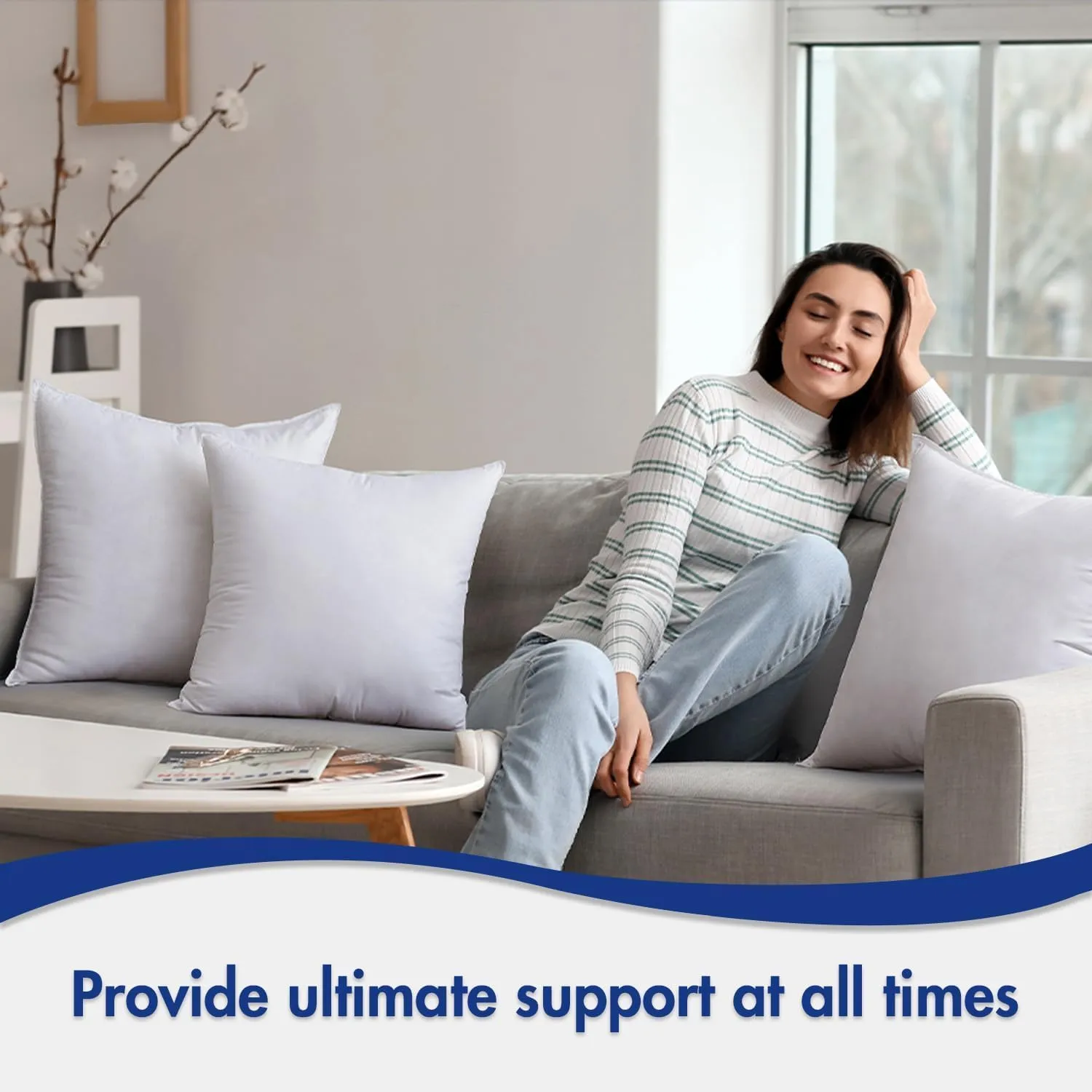 MIULEE 22x22 Pillow Inserts,Down Alternative Pack of 2 Euro Decorative Throw Pillows for Sofa Couch Bed, Ultra Soft Fluffy Bed Sleeping Form