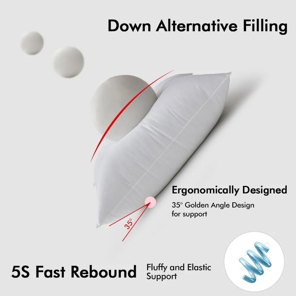 MIULEE 22x22 Pillow Inserts,Down Alternative Pack of 2 Euro Decorative Throw Pillows for Sofa Couch Bed, Ultra Soft Fluffy Bed Sleeping Form