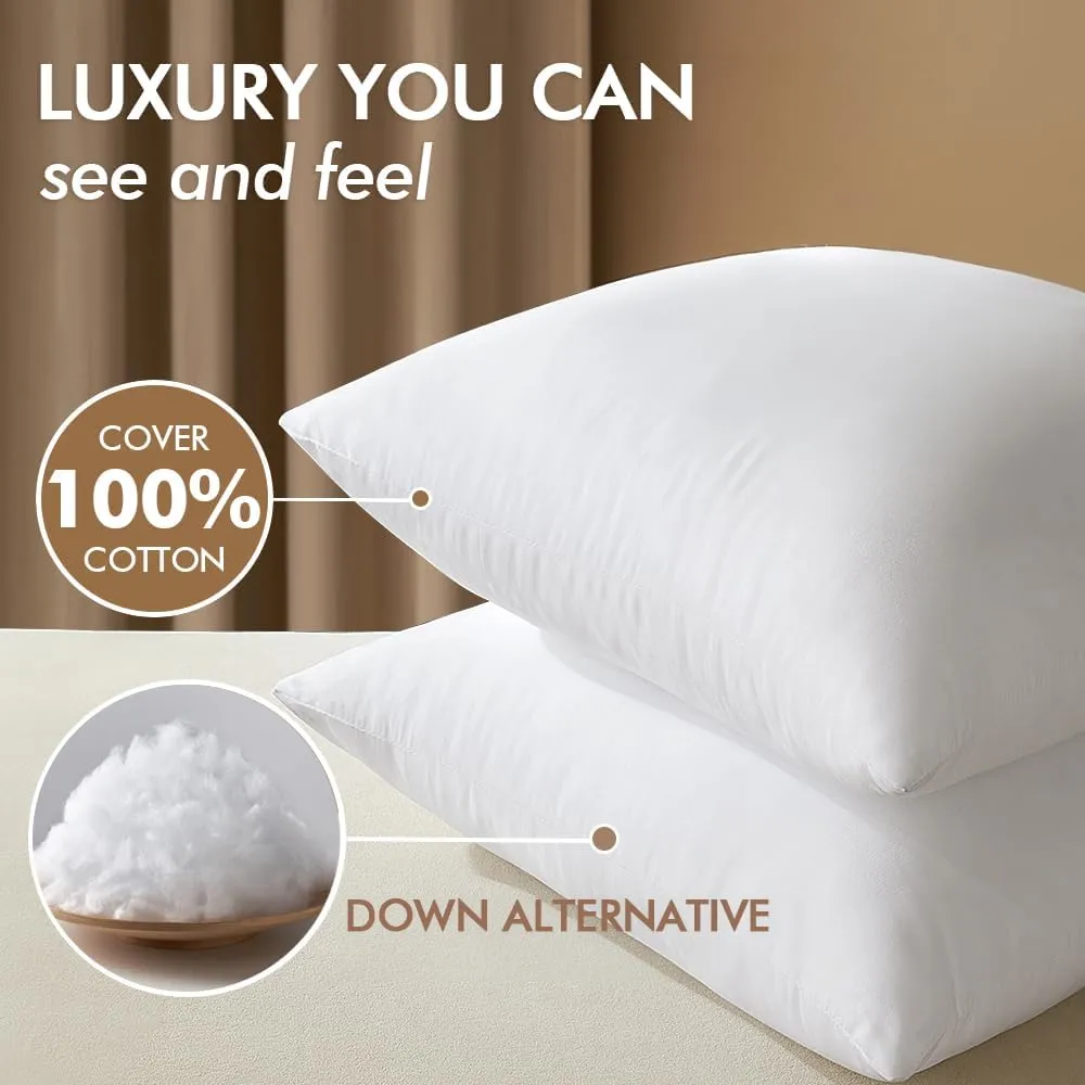 MIULEE 22x22 Pillow Inserts,Down Alternative Pack of 2 Euro Decorative Throw Pillows for Sofa Couch Bed, Ultra Soft Fluffy Bed Sleeping Form