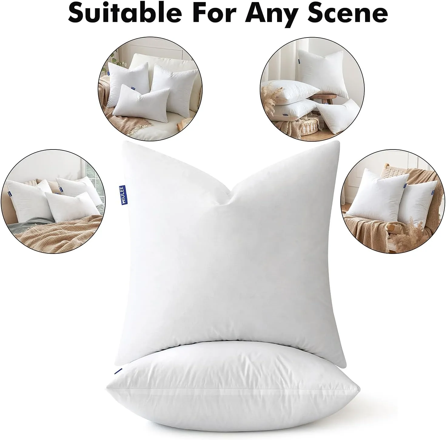 MIULEE Goose Feather Down Bed Pillows with 100% Cotton Cover, Queen Size Set of 2 Soft Fluffy Decorative Bed Sleeping Hotel Collection Pillows for Back,Side Sleepers White