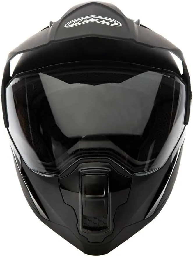 MMG Dual Sport Off Road Motorcycle Full Face Helmet Dirt Bike ATV Flip-Up Visor (Model 23) - Matte Black, XL