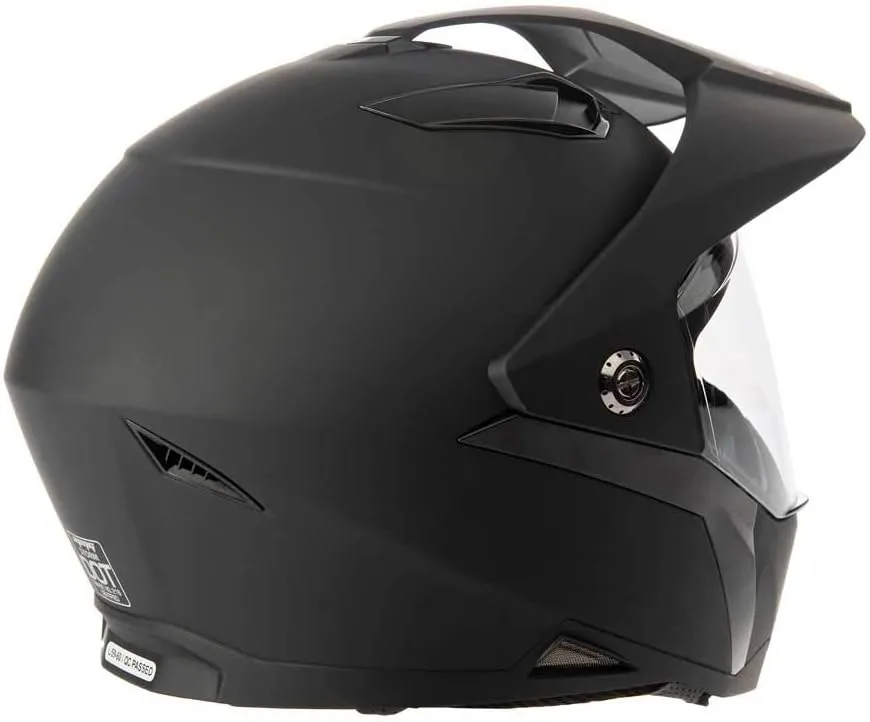MMG Dual Sport Off Road Motorcycle Full Face Helmet Dirt Bike ATV Flip-Up Visor (Model 23) - Matte Black, XL