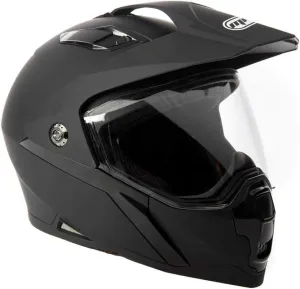 MMG Dual Sport Off Road Motorcycle Full Face Helmet Dirt Bike ATV Flip-Up Visor (Model 23) - Matte Black, XL