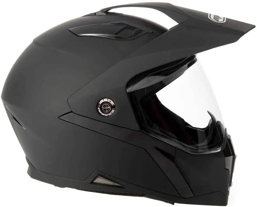 MMG Dual Sport Off Road Motorcycle Full Face Helmet Dirt Bike ATV Flip-Up Visor (Model 23) - Matte Black, XL