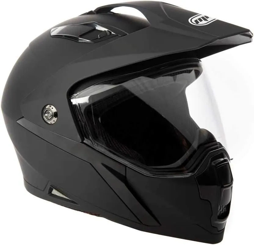 MMG Dual Sport Off Road Motorcycle Full Face Helmet Dirt Bike ATV Flip-Up Visor (Model 23) - Matte Black, XL