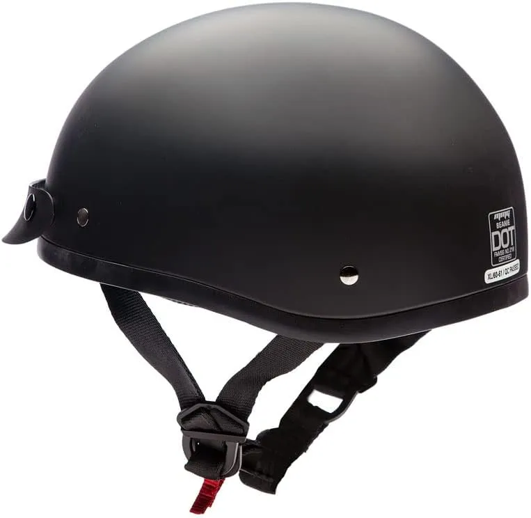 MMG Half Open Face Helmet Motorcycle Cruiser Classic DOT - Goggles Included. (Matte Black, M)