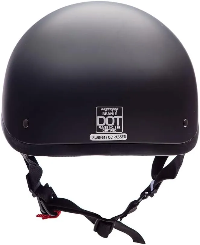 MMG Half Open Face Helmet Motorcycle Cruiser Classic DOT - Goggles Included. (Matte Black, M)