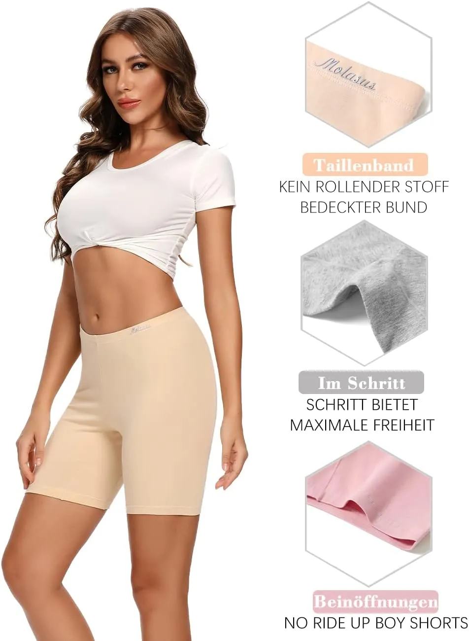 Molasus Womens Cotton Boxer Shorts Underwear Anti Chafing Bike Shorts(Regular & Plus Size)