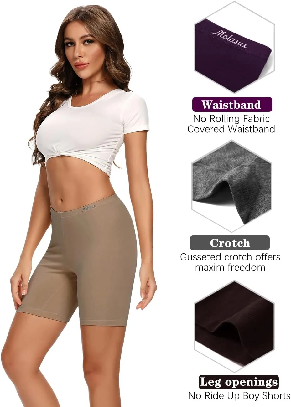Molasus Womens Cotton Boxer Shorts Underwear Anti Chafing Bike Shorts(Regular & Plus Size)