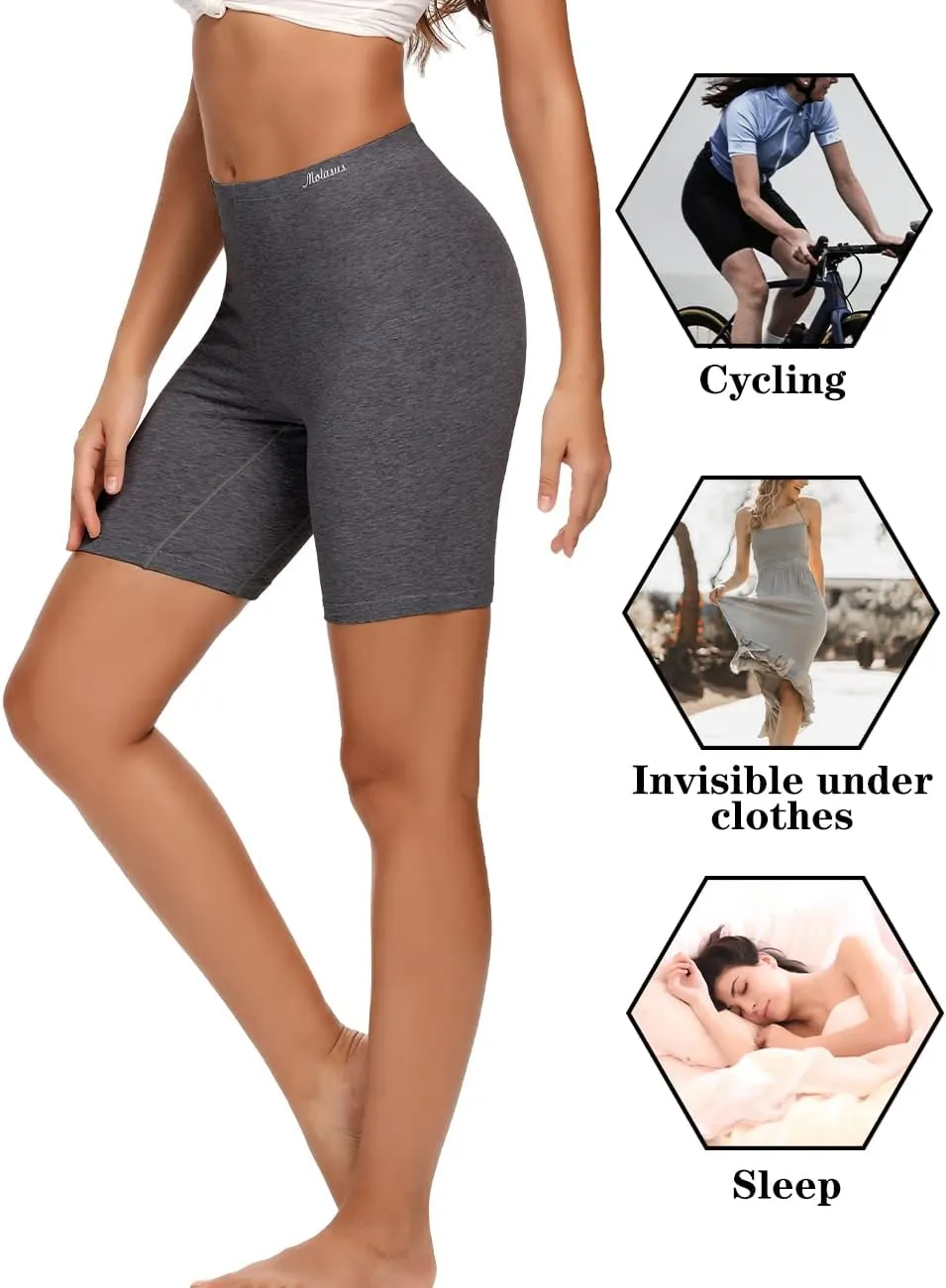 Molasus Womens Cotton Boxer Shorts Underwear Anti Chafing Bike Shorts(Regular & Plus Size)