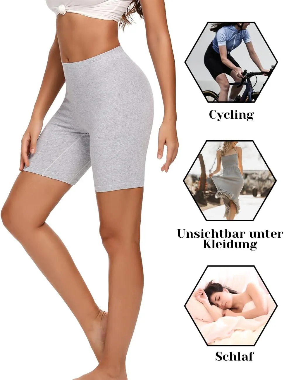Molasus Womens Cotton Boxer Shorts Underwear Anti Chafing Bike Shorts(Regular & Plus Size)