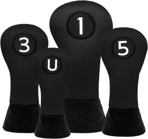 Montela Golf Club Head Covers,Driver Cover Fairway Wood Headcover Hybrid Cover Mesh 3 Wood Headcover Golf Head Covers Set for Odyssey Scotty Cameron（1、3、5、UT） Black