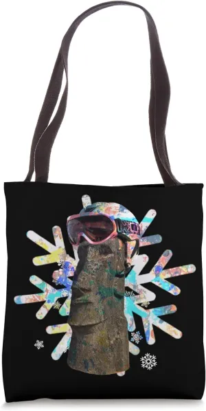 Monumental Moai Ski Portrait Tote Bag