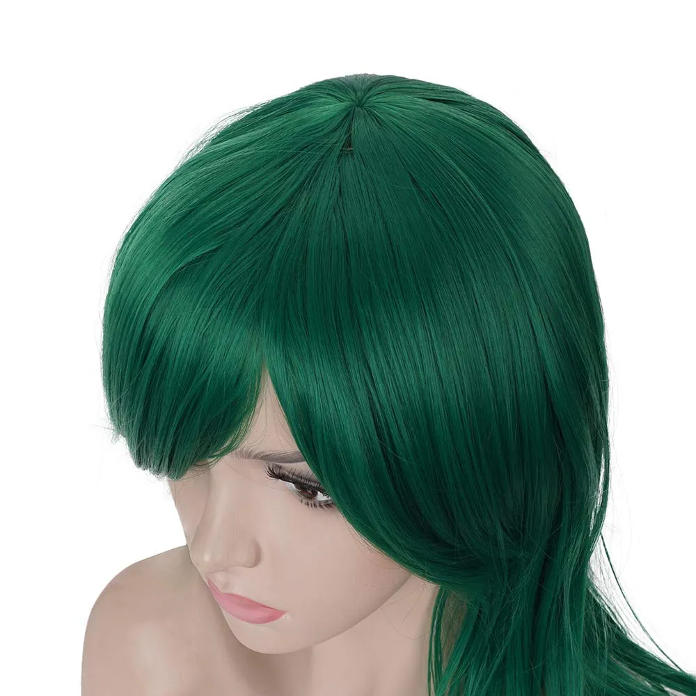 morvally 23 inches Long Wig Big Wavy Heat Resistant Synthetic Straight Hair with Bangs for Cosplay Costume Halloween Party (Green)