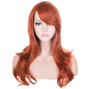 morvally 23" Long Wig Big Wavy Heat Resistant Synthetic Straight Hair with Bangs for Cosplay Costume Halloween Party (Auburn)