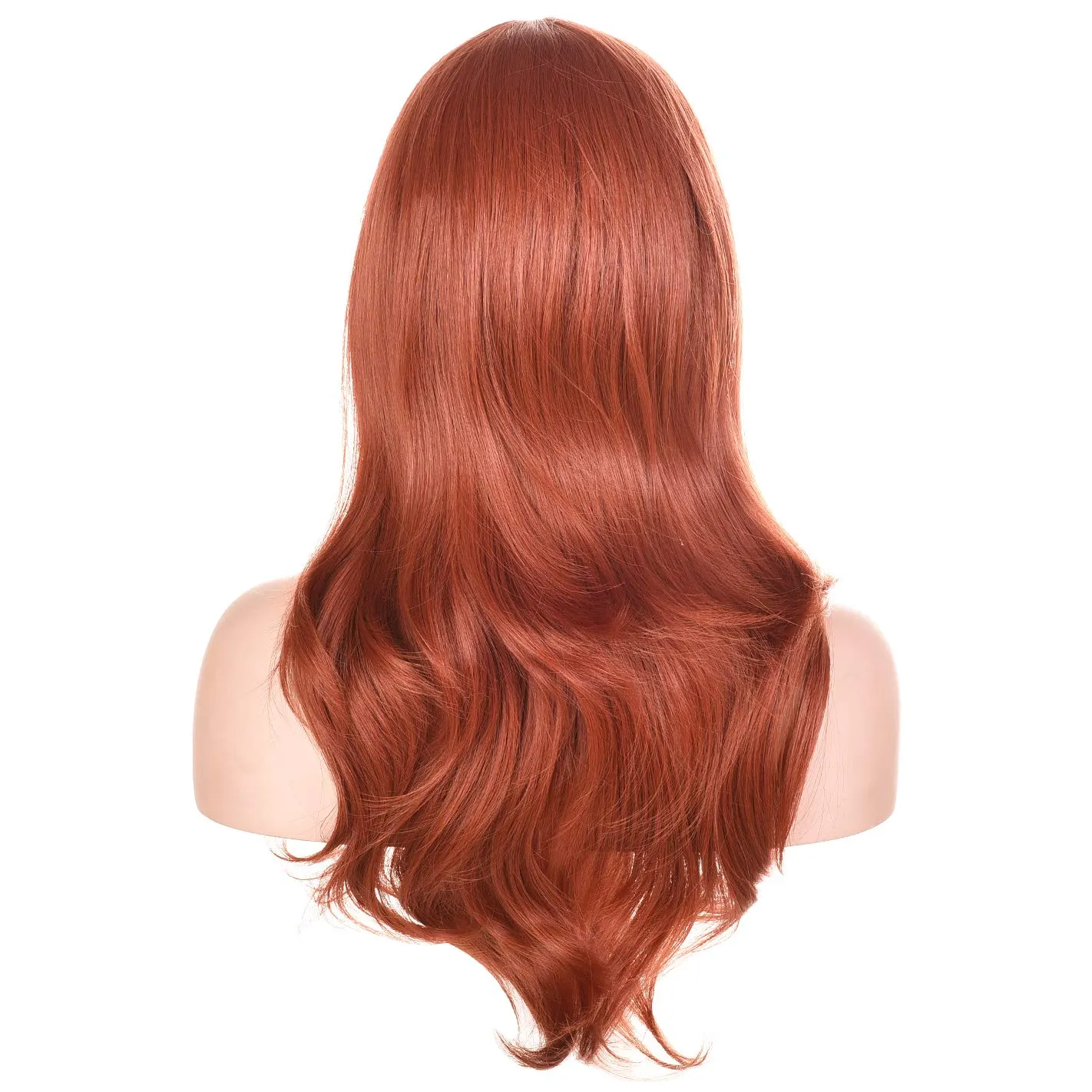 morvally 23" Long Wig Big Wavy Heat Resistant Synthetic Straight Hair with Bangs for Cosplay Costume Halloween Party (Auburn)