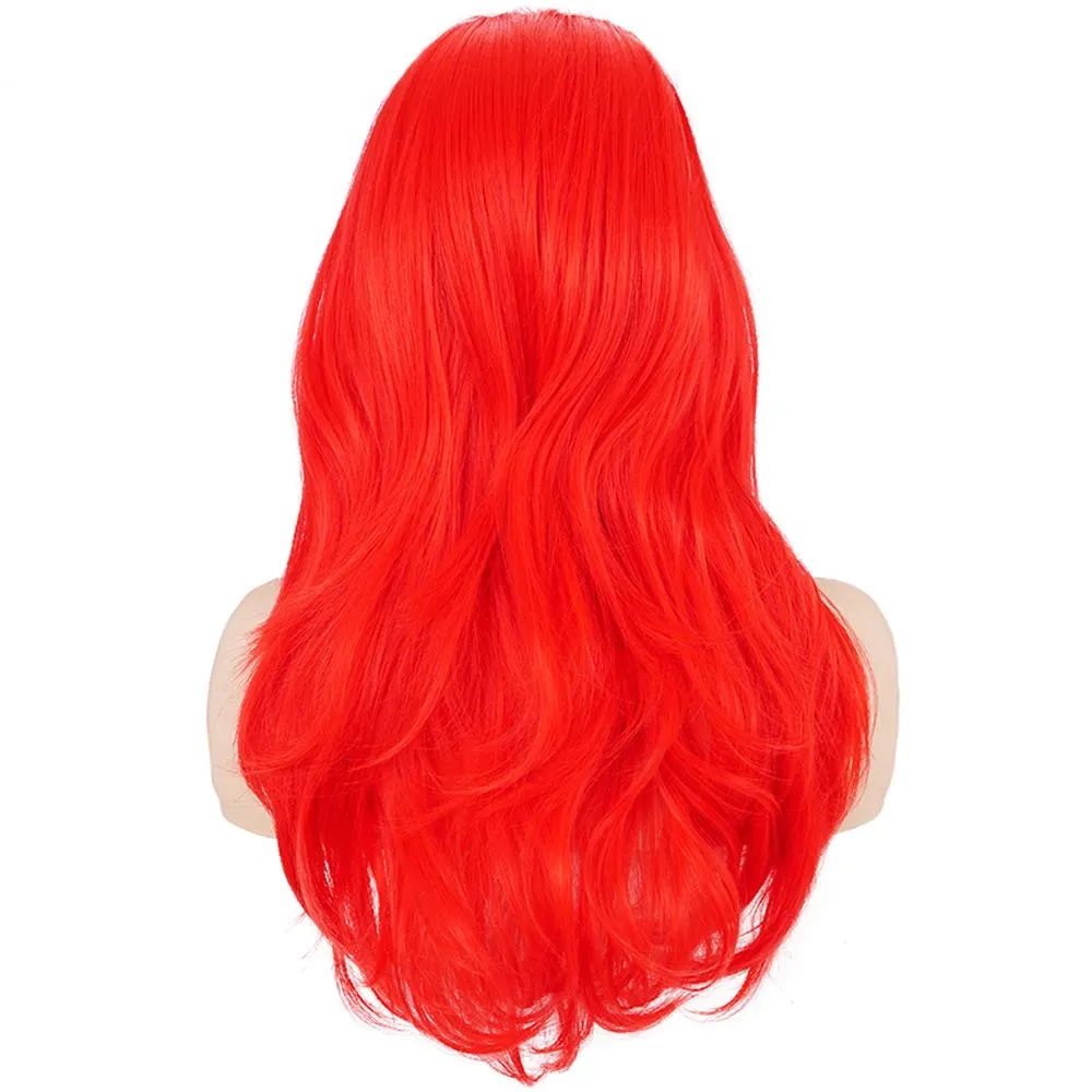 morvally 23" Long Wig Big Wavy Heat Resistant Synthetic Straight Hair with Bangs for Cosplay Costume Halloween Party (Red)