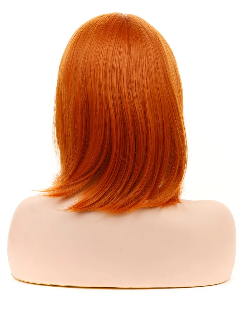 morvally Short Straight Neat Bangs Bob Wigs Natural Looking Synthetic Hair Wig for Cosplay Costume Halloween (12 inches 2735# Orange)