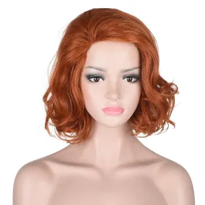 morvally Women 13" Short Wavy Ginger Orange Wig for Cosplay Costume Halloween Party