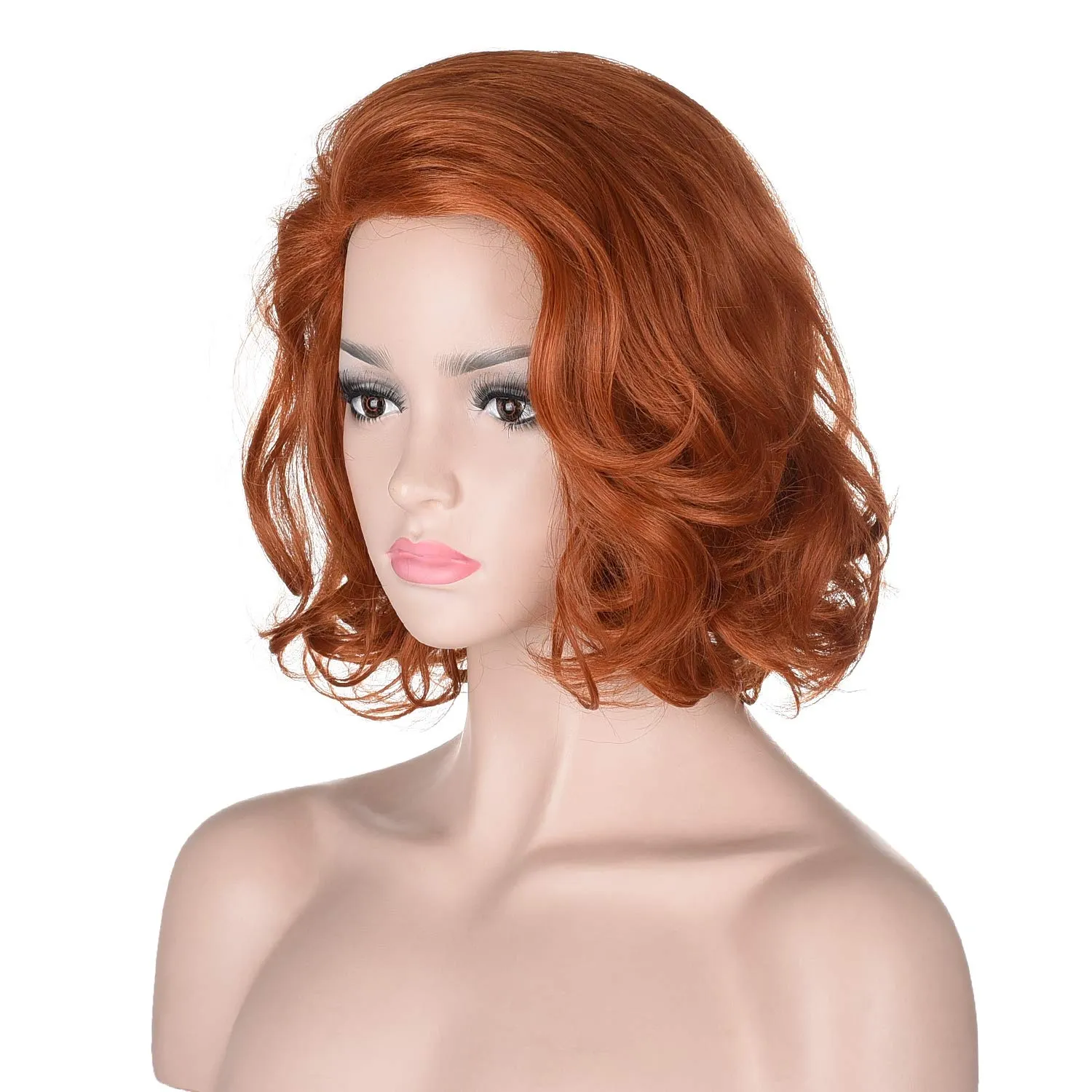 morvally Women 13" Short Wavy Ginger Orange Wig for Cosplay Costume Halloween Party