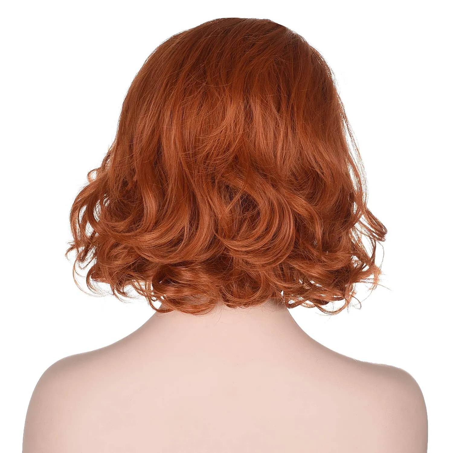 morvally Women 13" Short Wavy Ginger Orange Wig for Cosplay Costume Halloween Party