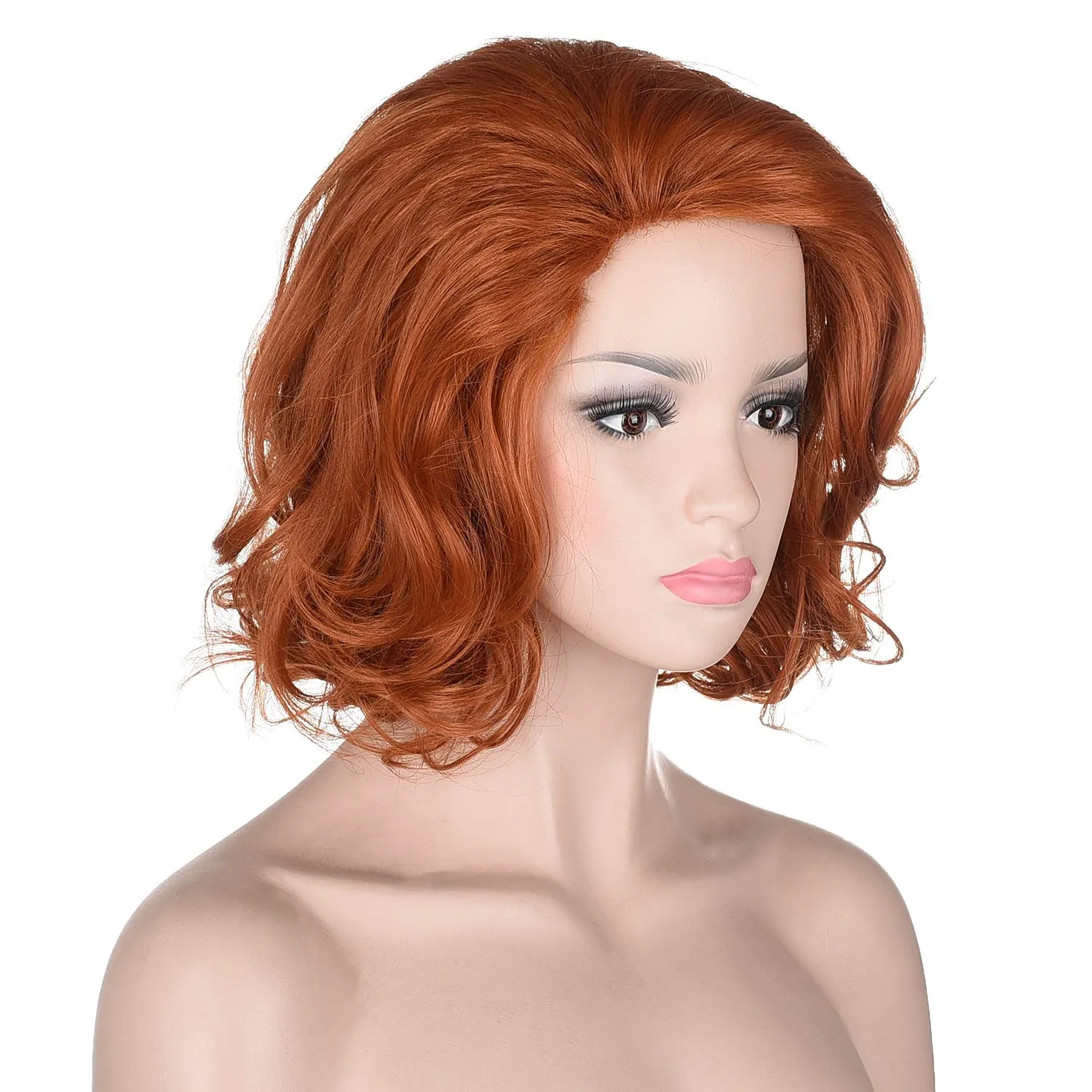 morvally Women 13" Short Wavy Ginger Orange Wig for Cosplay Costume Halloween Party