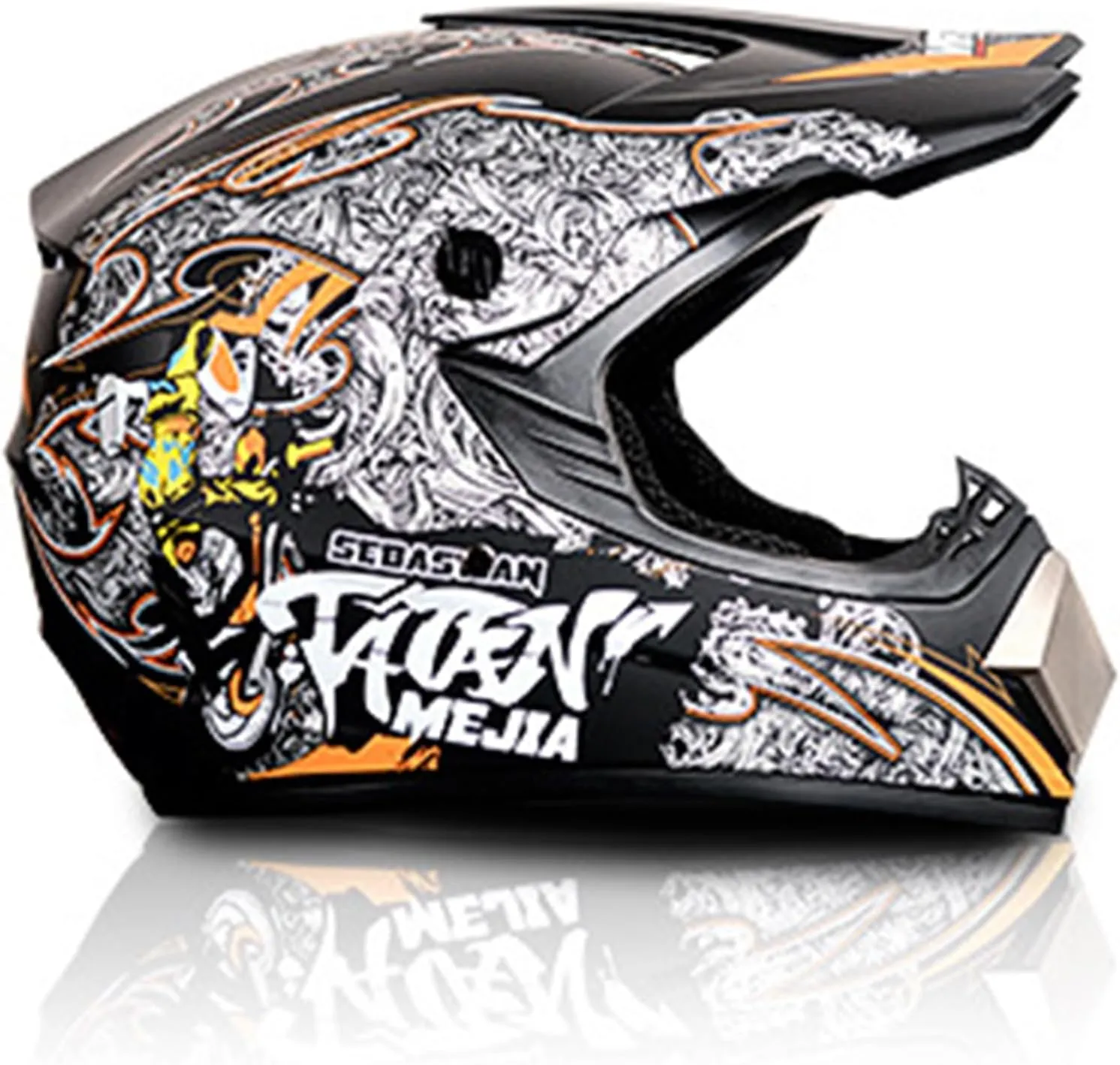 Motorcross Helmet, Off-Road Dirt Bike Helmet, ATV Helmet, Youth Motorcycle Helmet, Unisex Full-face Helmet, Comfortable and Lightweight, FMVSS-218 Safety Certified,4 Piece Set